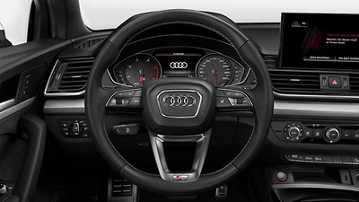 Heated, 3-spoke leather-covered, multifunction steering wheel with shift paddles