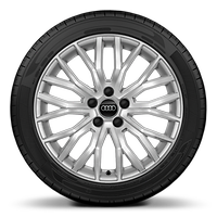 Cerchi in lega di alluminio 8,5J x 18 con design a 10 razze a V, parzialmente lucidi, con pneumatici 245/40 R 18 93Y