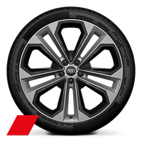 Audi Sport fælge, 5-dobbelteget moduldesign, Mat Titaniumgrå, sorte indlæg, 8.5J x 21, 245/40 R21 dæk