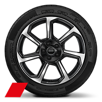 Cerchi in lega di alluminio Audi Sport a 7 razze design rotore 8,5 J x 19 in nero antracite lucido, tornito lucido