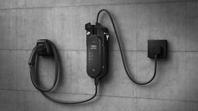 Wall-mounted bracket for compact e-tron charging system