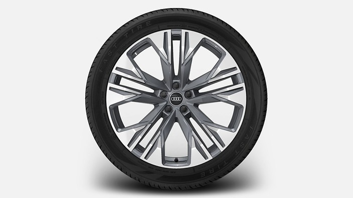 Wheels, 5-twin-arm, Graphite Gray, gloss turned finish, 10.0J x 22, 285/40 R22 tires