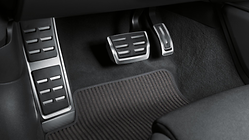 Foot rest and pedal caps in stainless steel, for vehicles with automatic gearbox