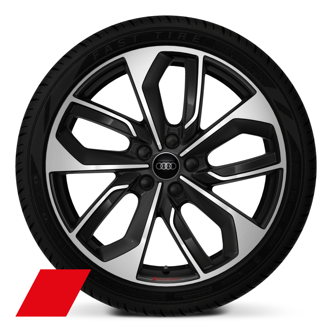Jantes Audi Sport, style "Edge" à 5 bran. doubles, Noir Anthrac., tourn. brillantes, 8,0J x 19, pneus 235/35 R19