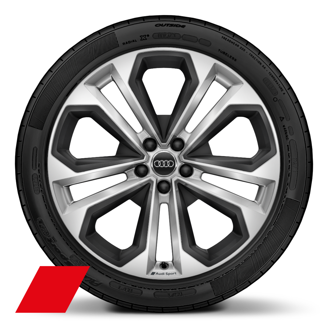 Jantes de liga leve Audi Sport 8,5J x 20 com design de 5 raios duplos e inser&ccedil;&otilde;es em cinzento mate com pneus 255/40 R20