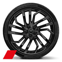 Obręcze kół ze stopów lekkich Audi Sport  9Jx20&quot;, 5 - ramienne, polerowane w kolorze czarnym z połyskiem, z oponami  275/30 R20 . 3-letnie ubezpieczenie opon w cenie.