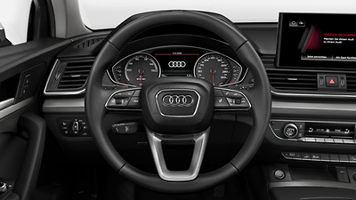 Heated, 3-spoke leather-covered, multifunction steering wheel with shift paddles