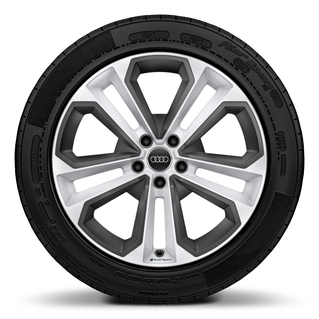 Rodas alu.fund. Audi Sport em design m&oacute;dulo 5 raios duplos em Branco, inser. Cinza Platina, 8J x 19, 235/40 R19