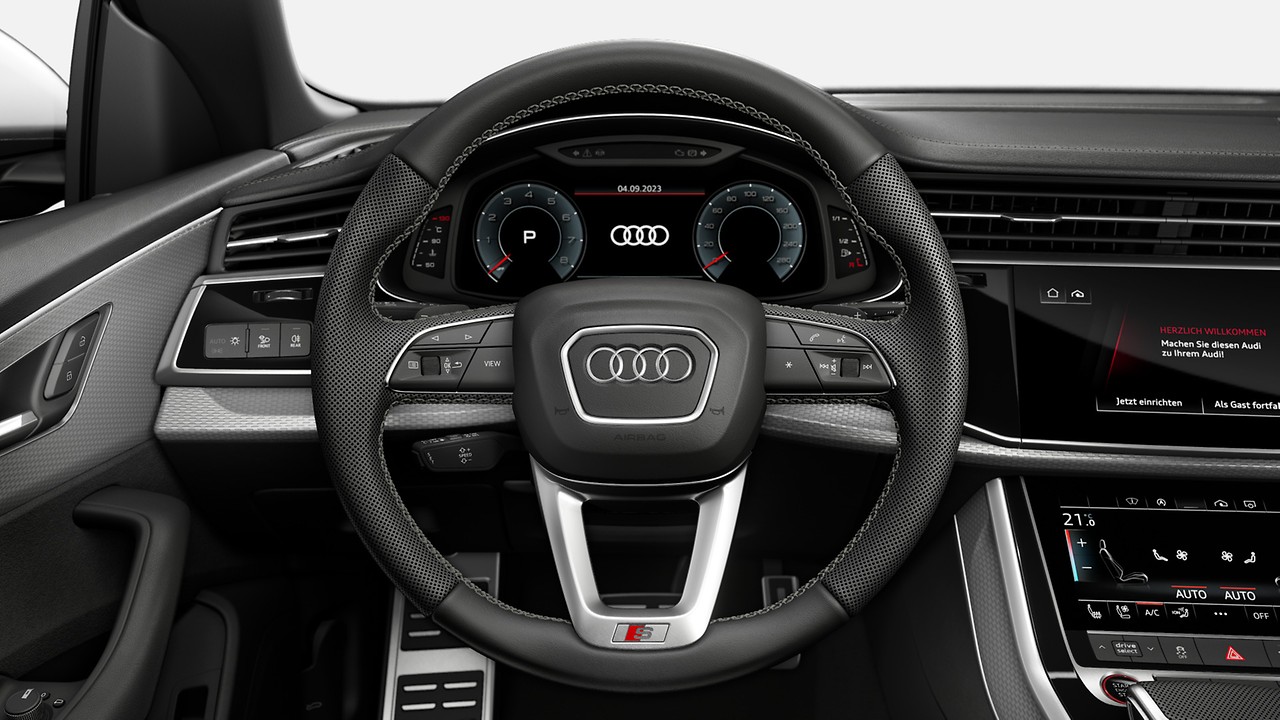 Leather steering wheel, 3-spoke with multifunction and shift paddles