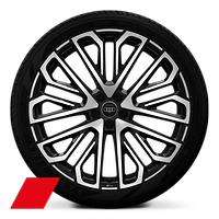 Obręcze kół ze stopu metali lekkich Audi Sport, 10.0Jx22&quot;,  wieloramienne stylistyka (S style), czarny metalik, polerowane, z oponami 285/35 R22. 3-letnie ubezpieczenie opon w cenie.