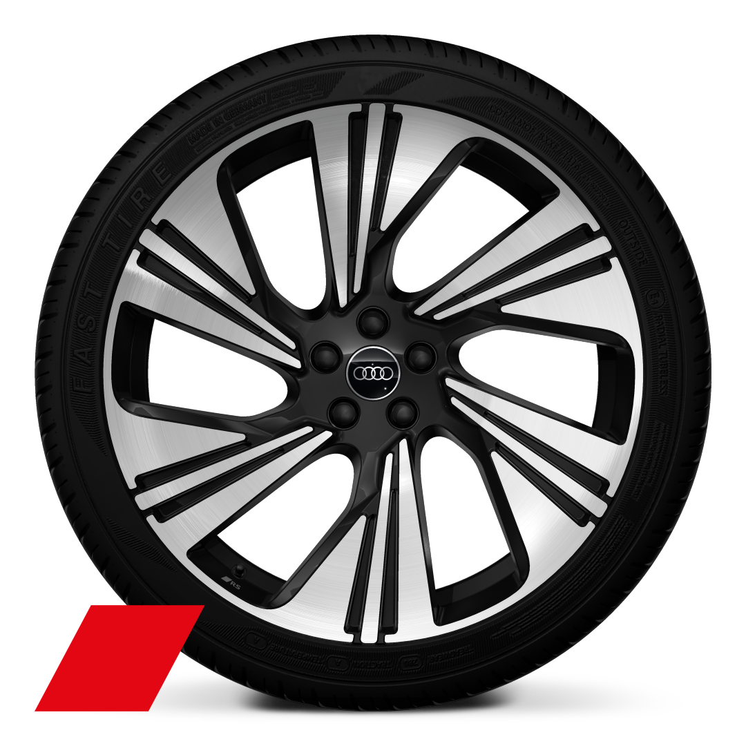 Audi Sport wheels, 6-segment spoke style, Metallic Black, diamond-turned, 9.5J x 22, 265/40 R22 tires