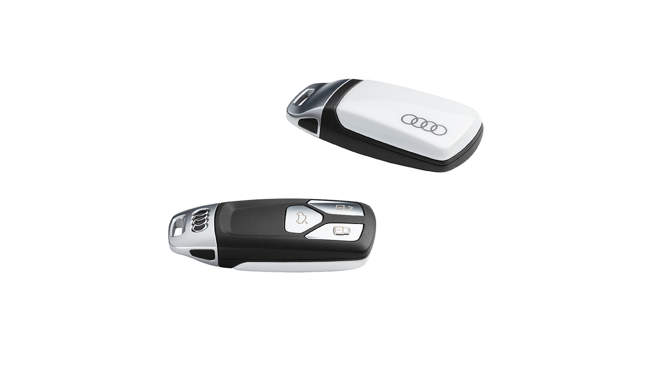 Key cover glacier white, with Audi rings, for keys with chrome clip