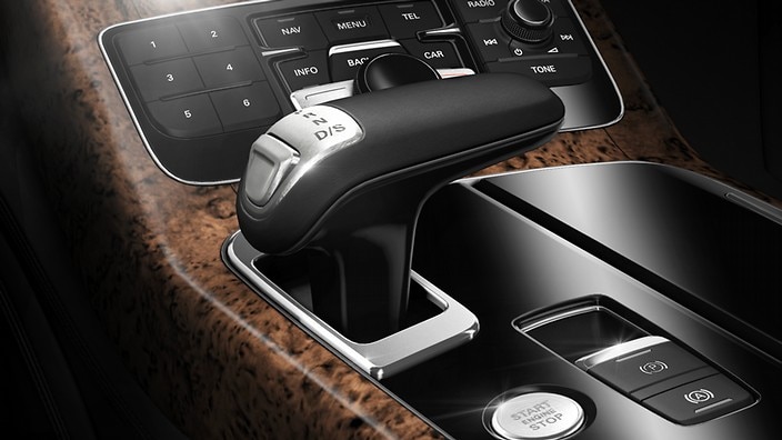 Leather-wrapped gear selector