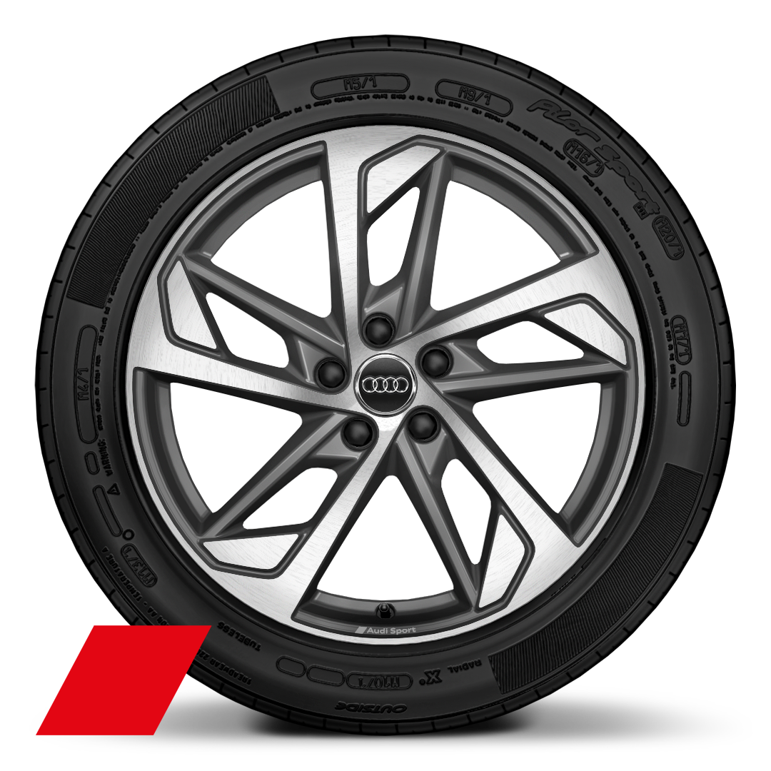 Jantes de liga leve Audi Sport 8,5J x 19, com 5 bra&ccedil;os trapezoidal mate tit&acirc;nio com pneus 255/45 R19