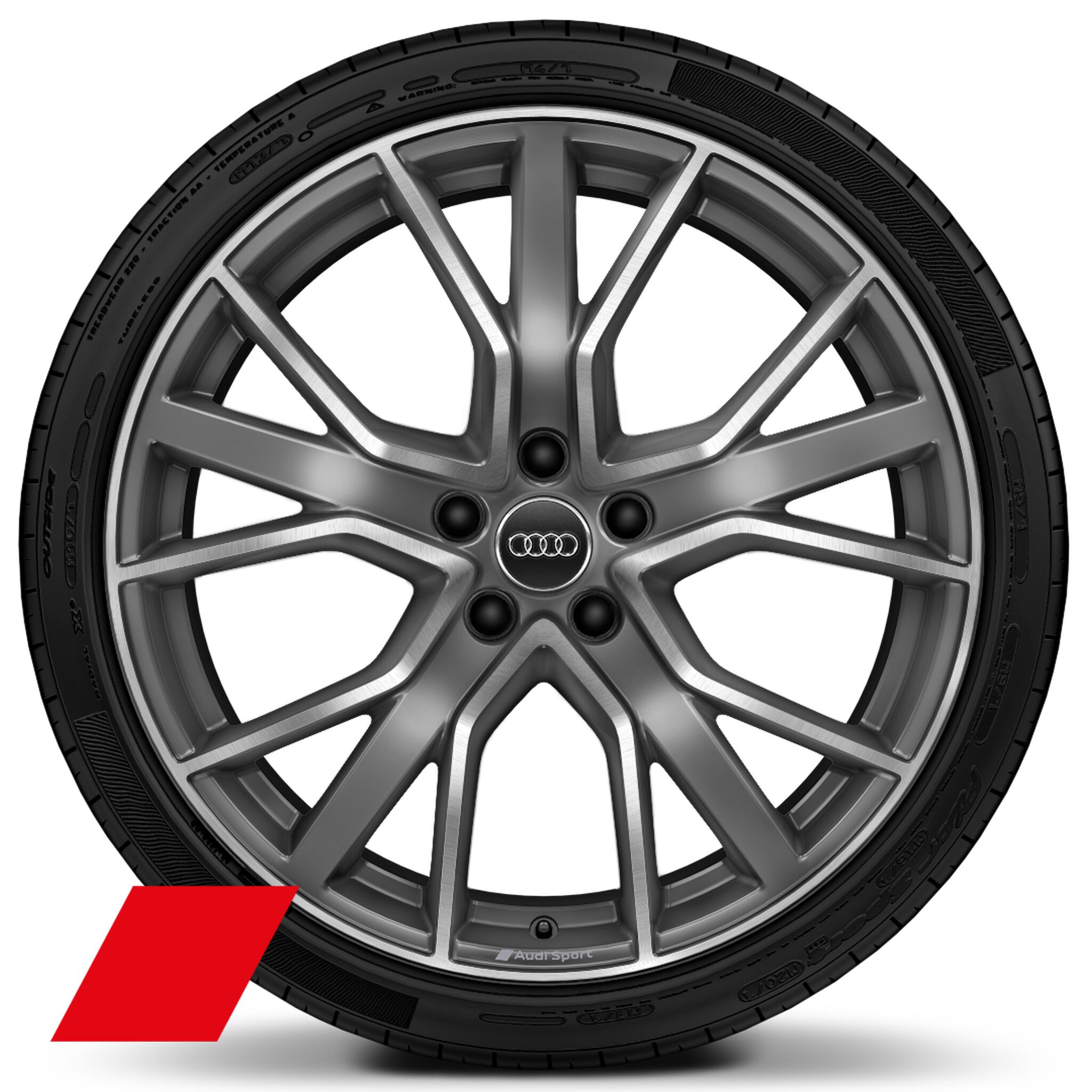 Räder Audi Sport, 5-V-Speichen-Stern, titangrau matt, glanzgedreht, 9,0Jx20, Reifen 265/30 R20