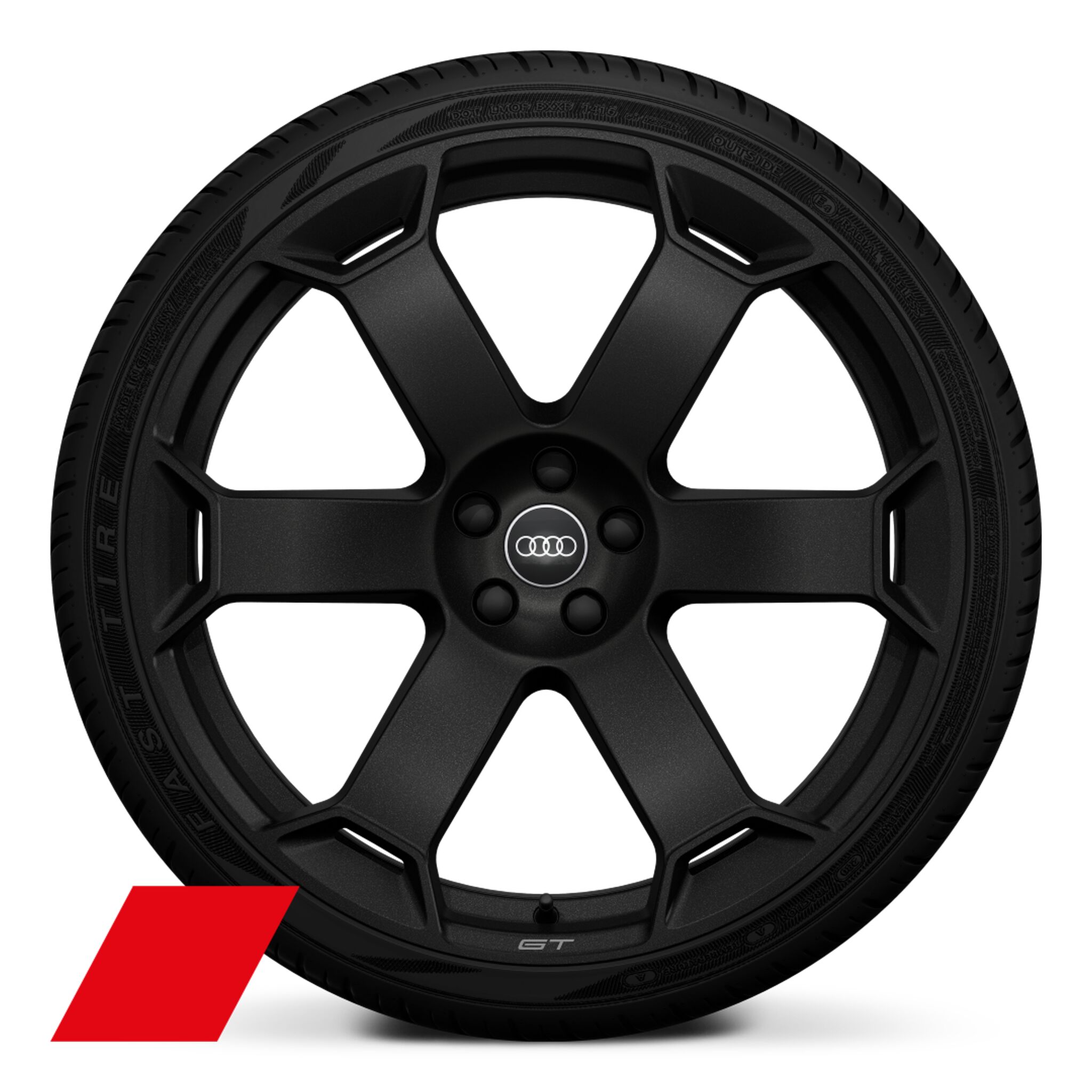 Wheels, 6-arm style, Matte Black, 10.5J x 22, 285/30 R22 tires
