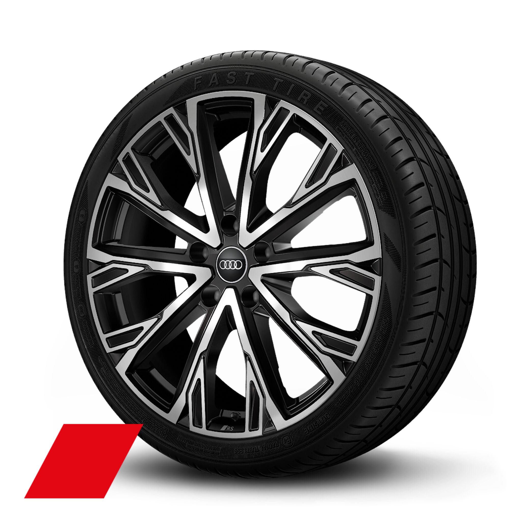 Audi Sport wheels, 5-twin spokes, black met, high-sheen, darkened, 8.5J|9.5J x21, tires 245/40|275/35 R21