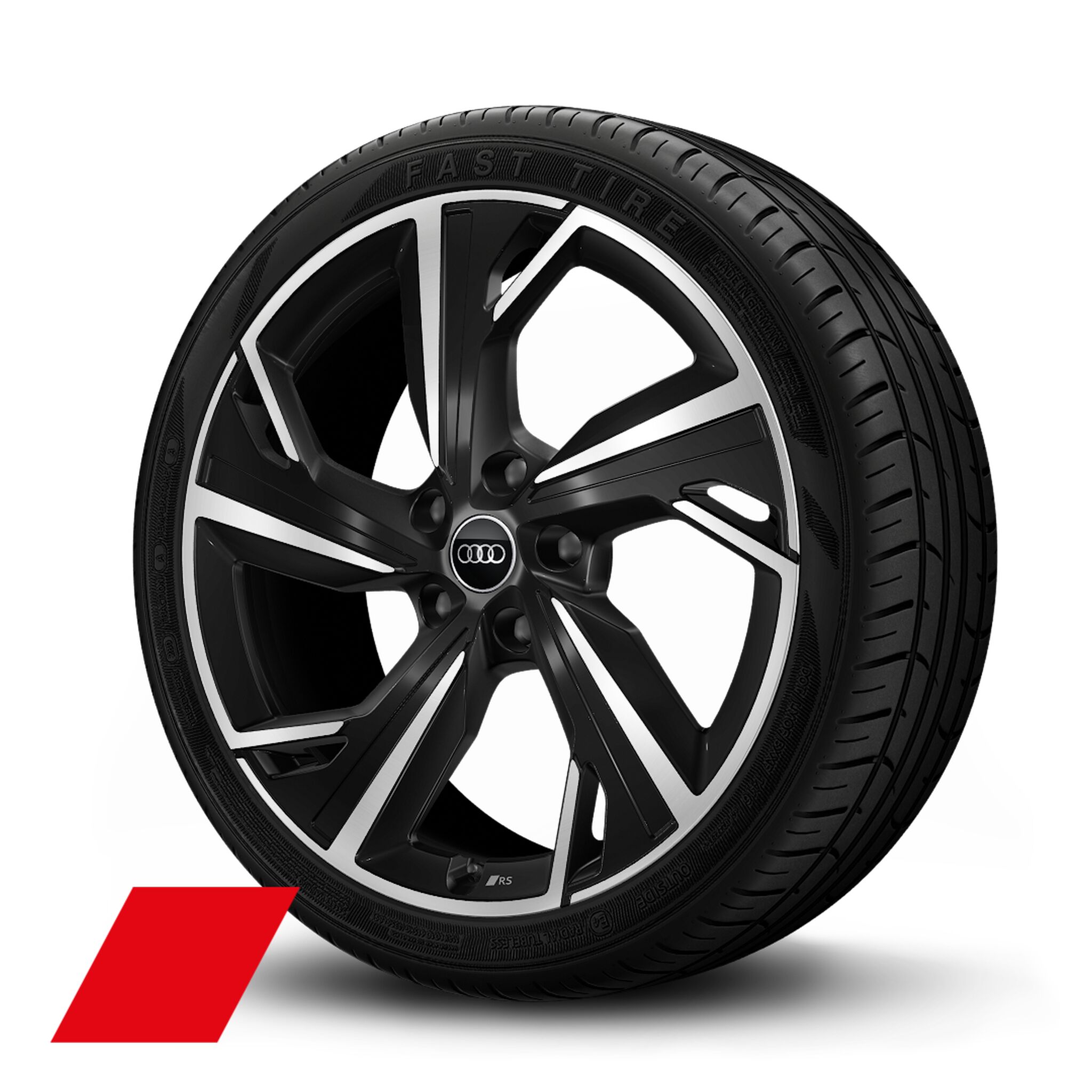 Audi Sport wheels, 5-arm dynamic, black metallic, high-sheen, 8.5J|9.5Jx21, tires 245/40|275/35 R21