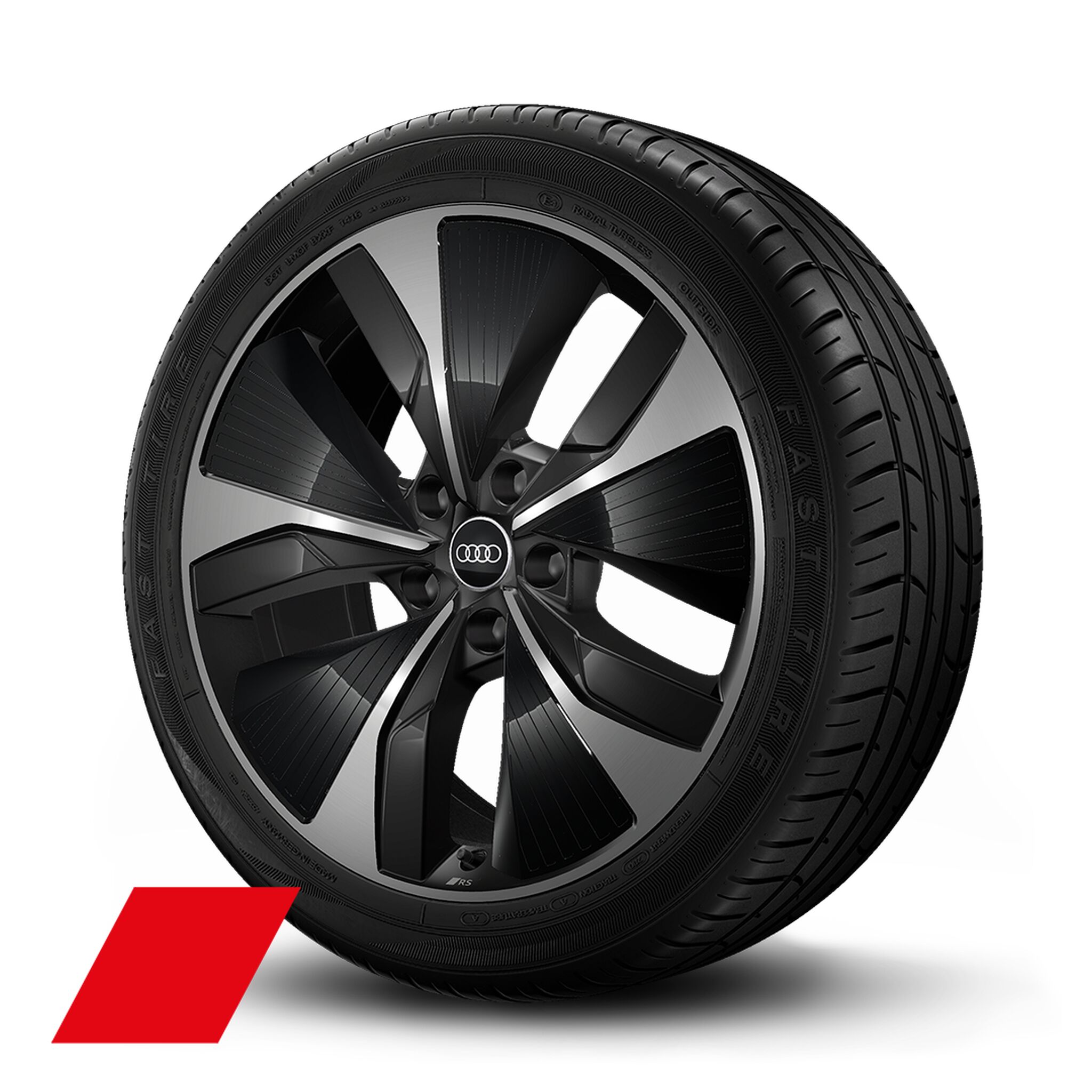 Audi Sport wheels, 5-arm aero, black metallic, high-sheen, darkened, 9.0J|10.0Jx21, tires 255/45|285/40 R21