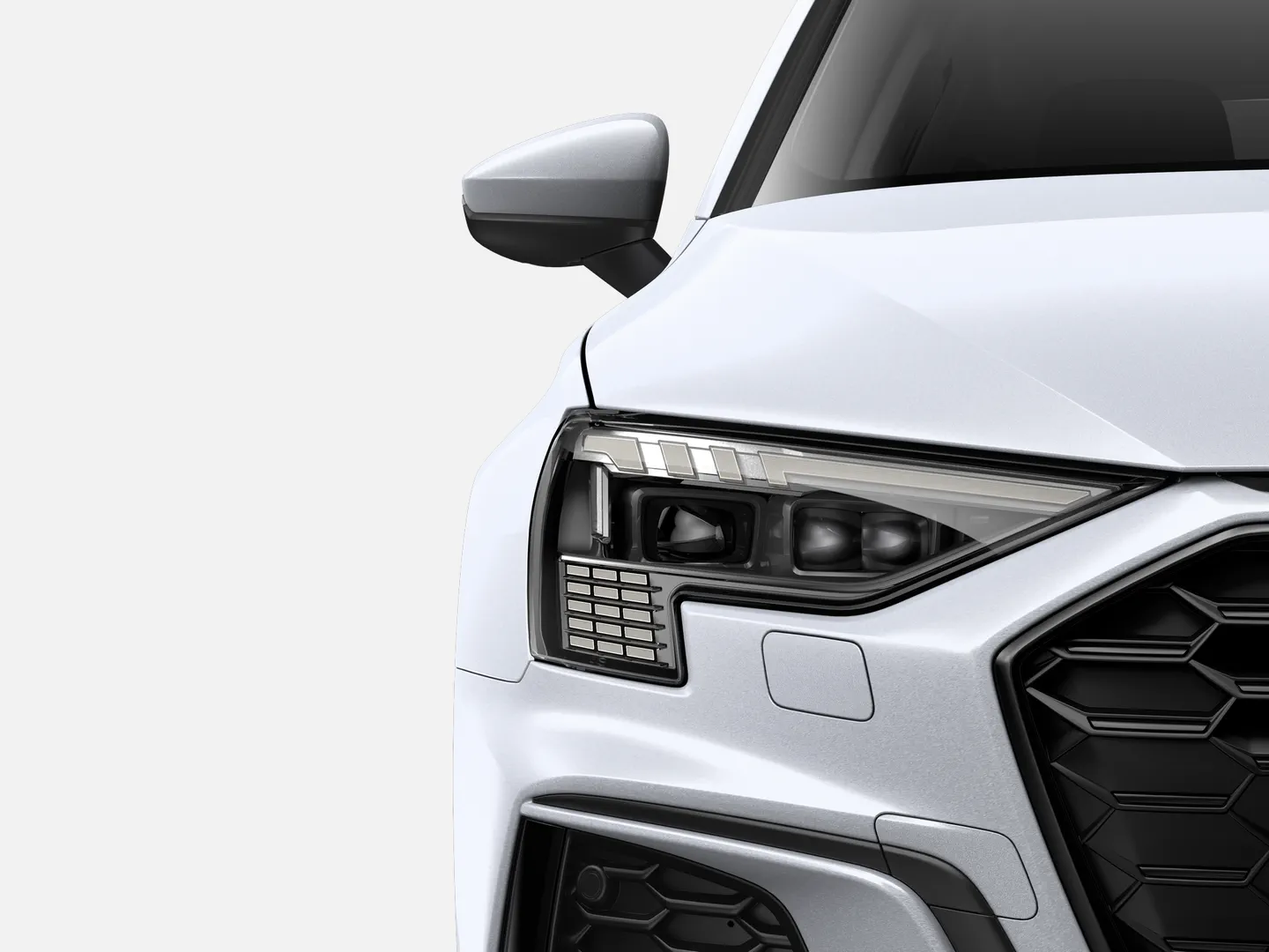 Bild über Audi A3 Sportback TFSI e S line 45 TFSI e 180 kW (245 PS) S tronic - Scheinwerferansicht